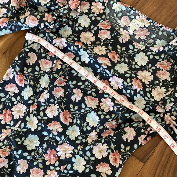 LA VIE REBECCA TAYLOR TOP ARIANE BLACK ROSE PRINT Cottagecore Size Small - Picture 7 of 8